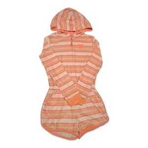 NWOT Girl's Cat & Jack Retro Striped Hooded Zip Up‎ Pajamas. Size 6/6X Small